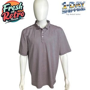 Stitch Golf Polo Shirt XL‎ Blue Pink Striped Performance Athletic Preppy Trad